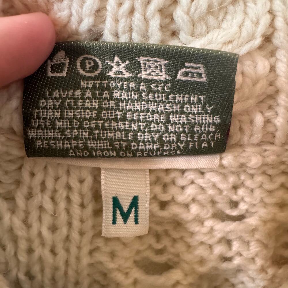 Carriag Donn Made in Ireland 100% Merino Wool Zip Up Cardigan Sweater White Sz M - Picture 8 of 8